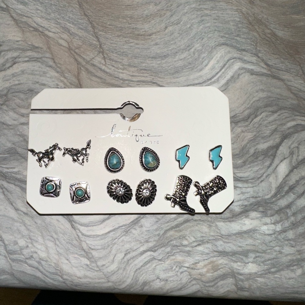 boutique by BKE Silver and Turquoise Earring Set